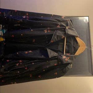 Floral leather jacket